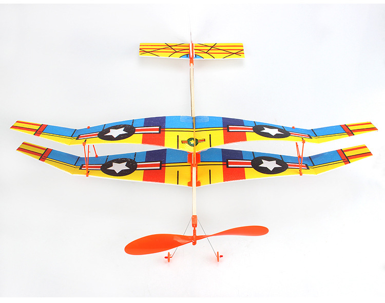 Wholesale of model aircraft assembly rubber band aircraft model toys, Tianchi rubber band power biplane science popularization model pic 14