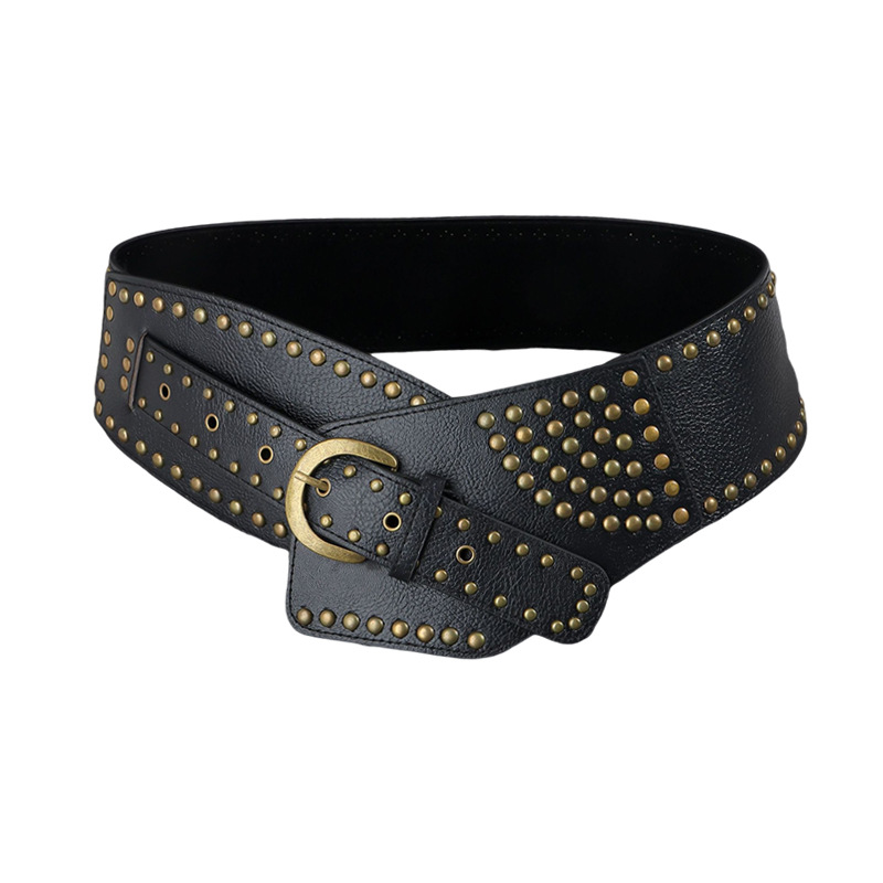 IAMSURE欧美风铆钉复古腰带vintage宽皮带女加宽腰封外搭辣妹穿搭详情7