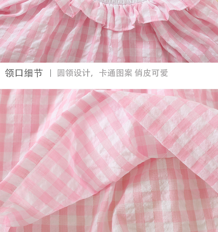 春秋款女童连衣裙粉色格子童裙洋气动物园刺绣打揽公主裙外贸跨境详情5