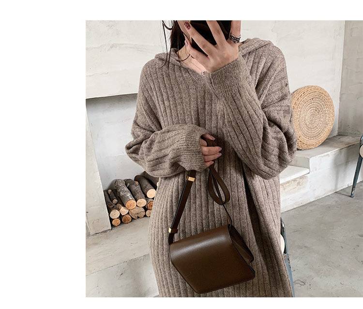 卫衣裙女秋冬连帽加厚长款毛衣裙过膝大衣内搭打底针织连衣裙宽松详情25