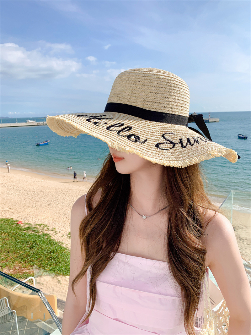 加大帽檐时尚遮阳帽子女士夏季休闲百搭字母防晒太阳帽韩版潮盆帽详情13
