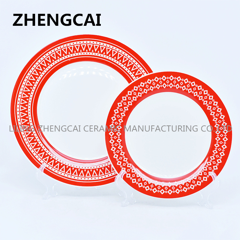 Christmas export product four-piece set of ceramic tableware, customizable logo/ ceramic bowl and plate set pic 2