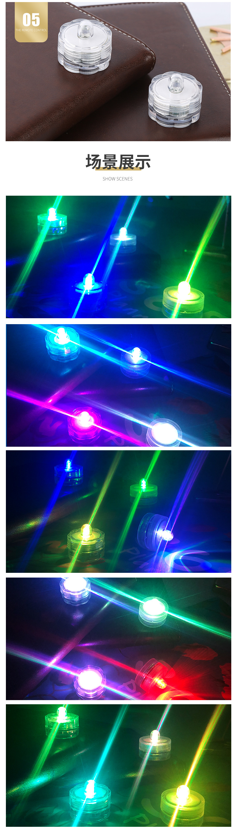 Circular fish tank LED waterproof light, diving wax, seven-color electronic candle light pic 5