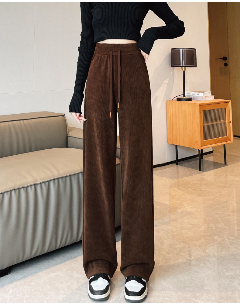 150-240斤胖MM大码女裤欧棉绒秋季高腰窄版阔腿裤垂坠感休闲裤子详情28