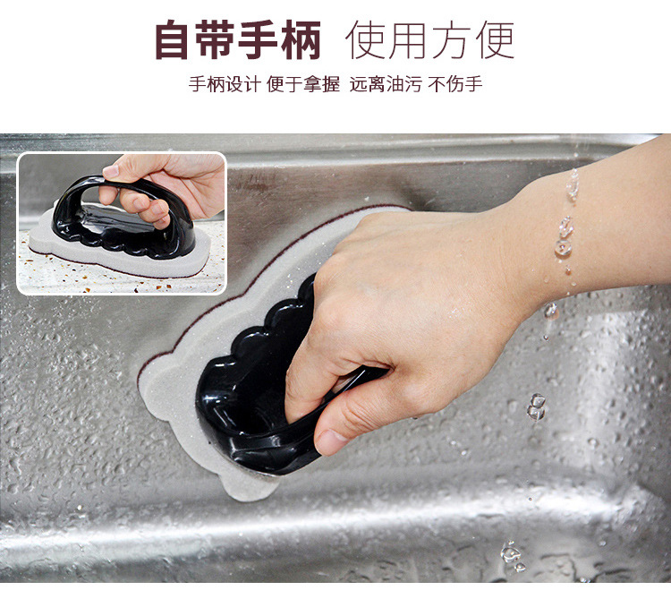 Little Hippopotamus diamond sand sponge cleaner with handle for kitchen use to remove dust from the bottom of POTS and clean the pot brush pic 19
