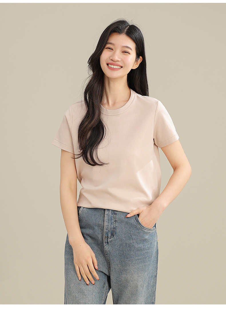 Summer pure white mercerized cotton T-shirt for women, pure cotton short-sleeved loose white T-shirt, half-sleeved body top, base layer pic 38