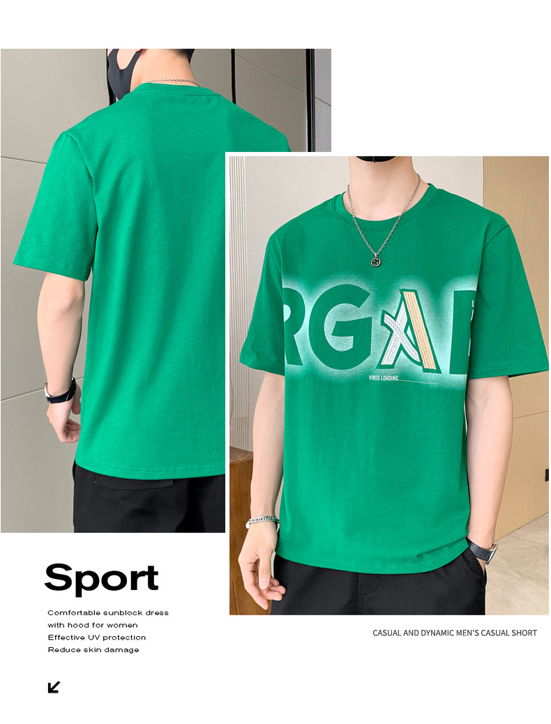 Summer five-sleeved T-shirt for men and teenagers 2023 new style, a trendy brand of half-sleeved and short-sleeved pure cotton T-shirt for men pic 28