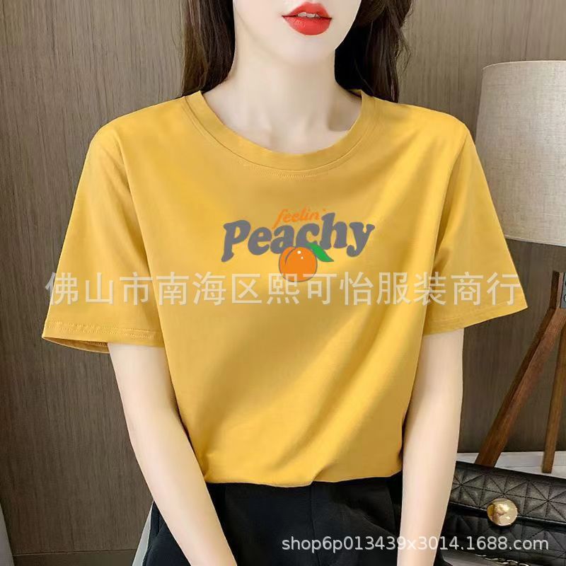 Cheap street stall clothing wholesale, summer short-sleeved T-shirts for women, cotton letter printed Korean version, Instagram trend pic 18