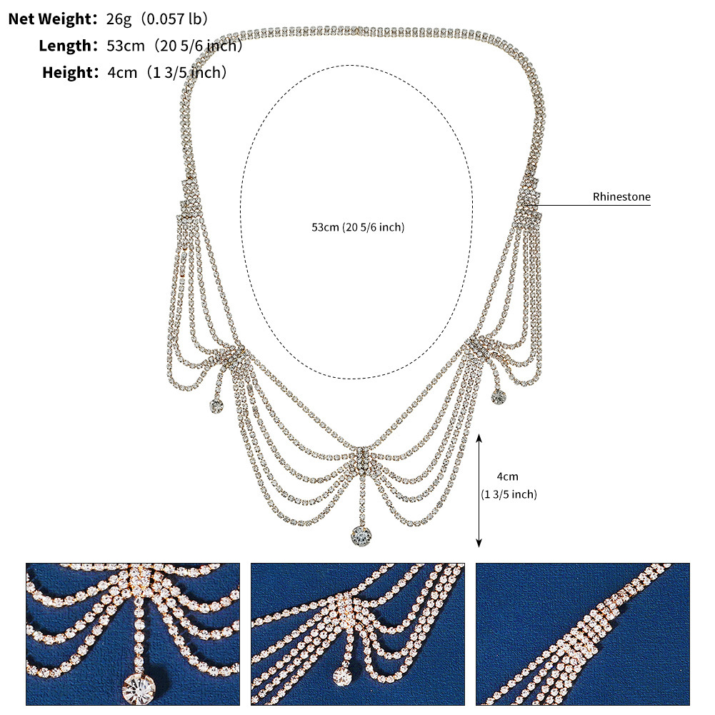 The European and American retro chain headwear features a light luxury design with multiple layers of water diamond headbands and Bohemian-style forehead ornaments pic 21