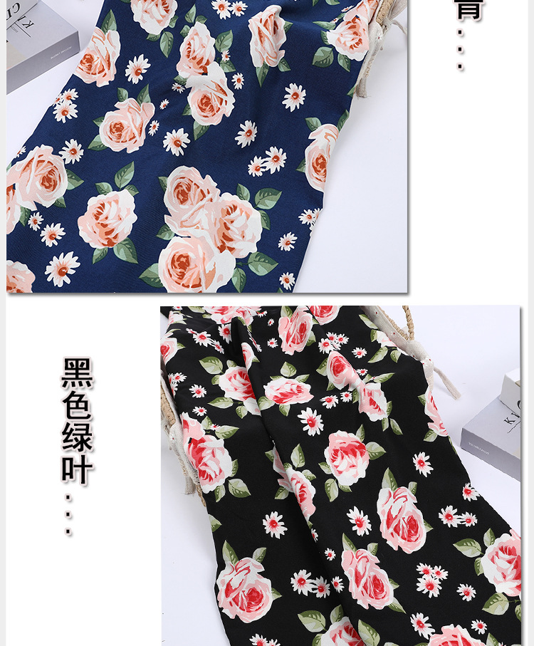 Rose large-flower fashion dress fabric, four-sided plain weave polyester printed decorative fabric shirt fabric pic 10