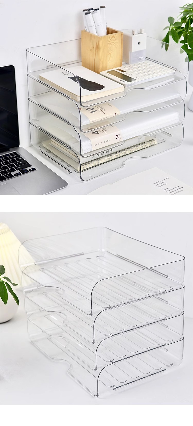 桌面可叠加多层A4纸收纳盒灵活抽屉式办公室学生收纳柜文件置物架详情5