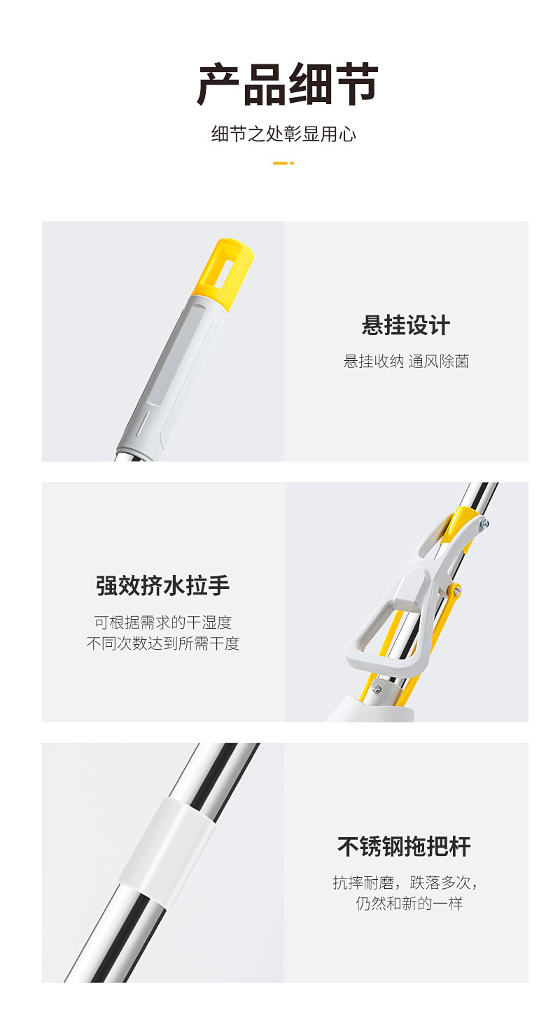 This is a household, hand-washable, lazy rubber cotton mop that can be pushed, pulled, folded, squeezed, and used for both dry and wet purposes. It is a water-absorbing sponge magic mop pic 13