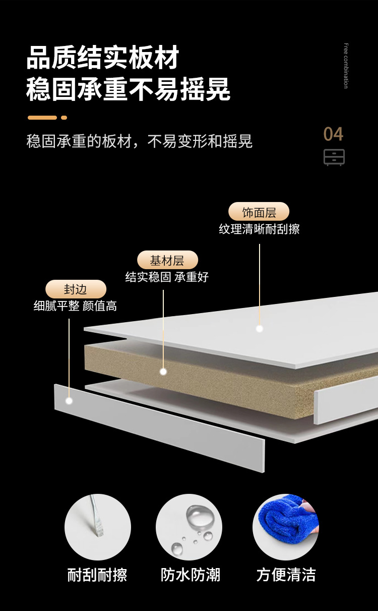 Smart bedside table, modern, simple and luxurious, wireless charging, disassemblable and assembly, Nordic bedroom apartment, wooden style bedside cabinet pic 7