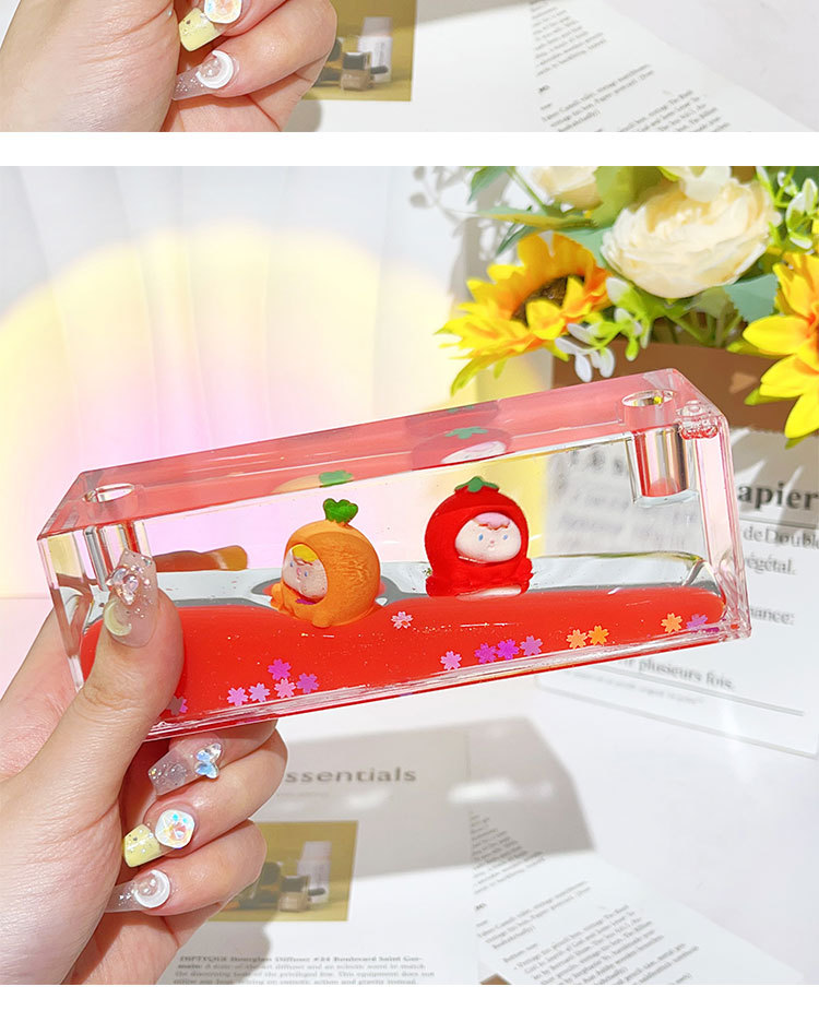 创意入油双漂公仔长方形可爱流沙摆件液体漂浮桌面解压装饰礼品详情15