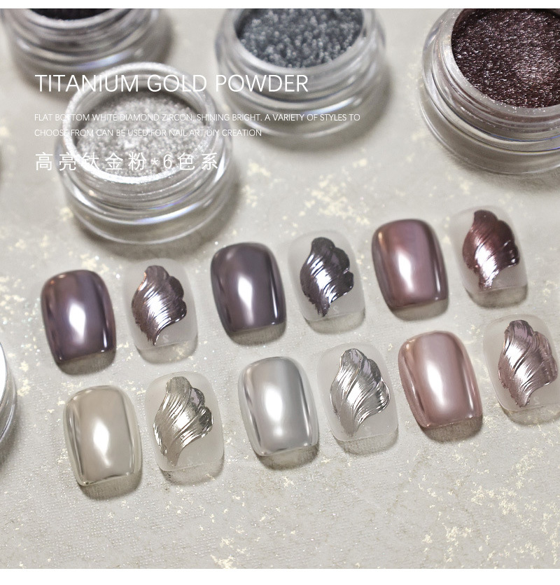 Nail polish high-gloss titanium powder, magic mirror powder, mirror flour, rose gold and silver titanium powder, electroplated nail metal titanium powder pic 6