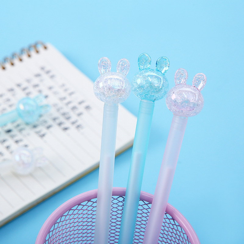 Wholesale of Korean-style creative crystal head shaped rabbit-shaped gel pens with dazzling laser designs for students pic 17