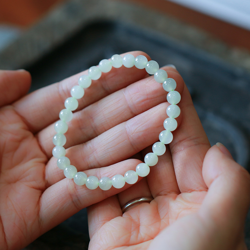 DIY Hetian jade accessories: round beads, loose beads, Qinghai material 108 Buddhist prayer beads, Hetian jade long chain accessories, crystal ornaments pic 8