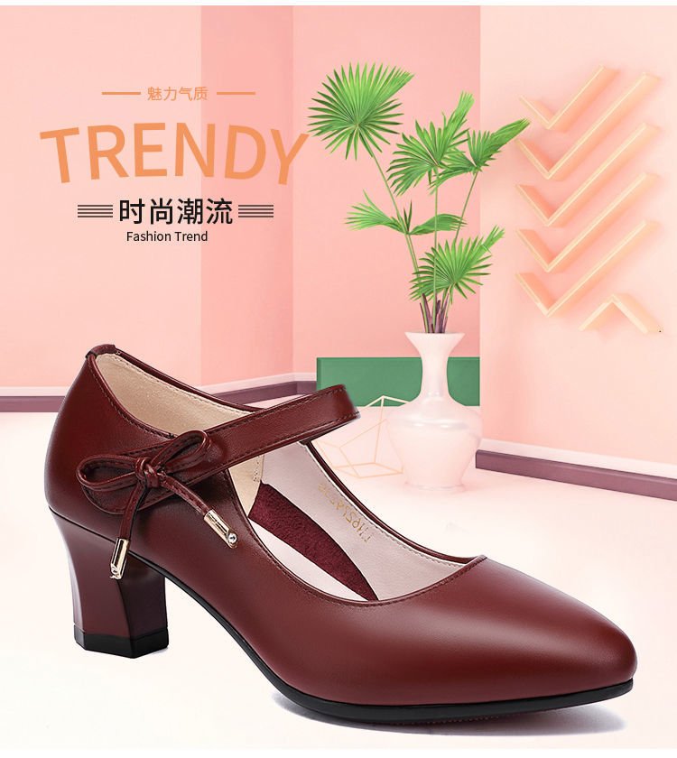 夏季新款女式软皮单鞋时尚扣带不跟不磨脚高跟职业女鞋详情2