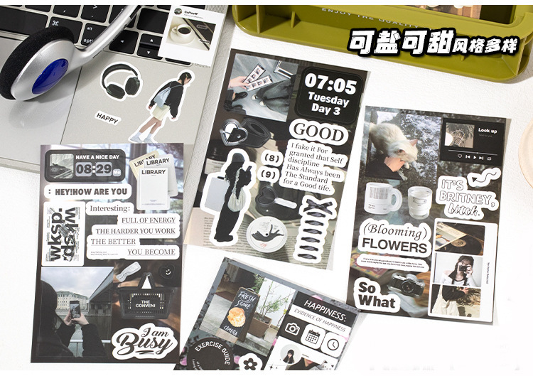语闲切模贴纸书 漫游未完结系列 盐系古早风素材手帐谷子咕卡拼贴详情10