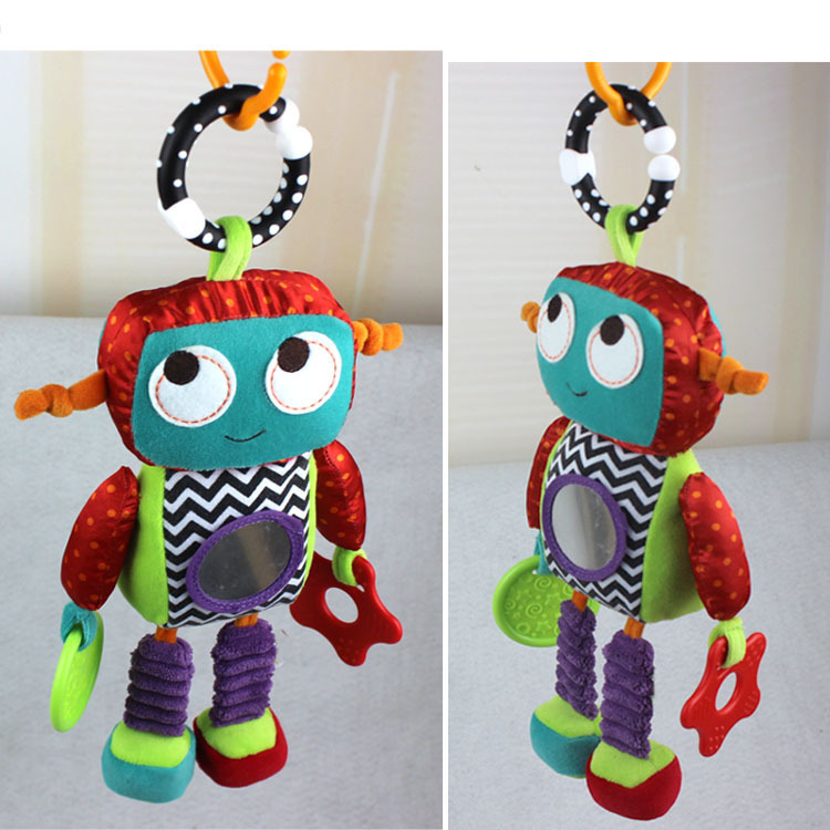 Robot baby stroller, hand-cranked bell, baby comfort, 3-6-12 months early education, educational toy, key pendant pic 5