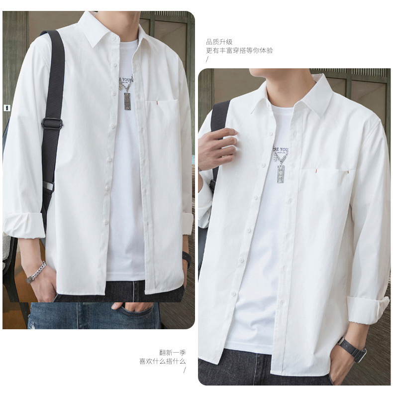 2024 primavera/otoño nuevo manga larga blusa blanca para hombres versión coreana blusa suelta abrigos moda masculina una generación de cabello pic 12