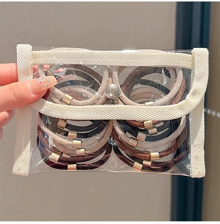 A high-end and elegant high ponytail hair tie, a simple hair band, a brown high-elasticity and durable rubber band hair accessory pic 15