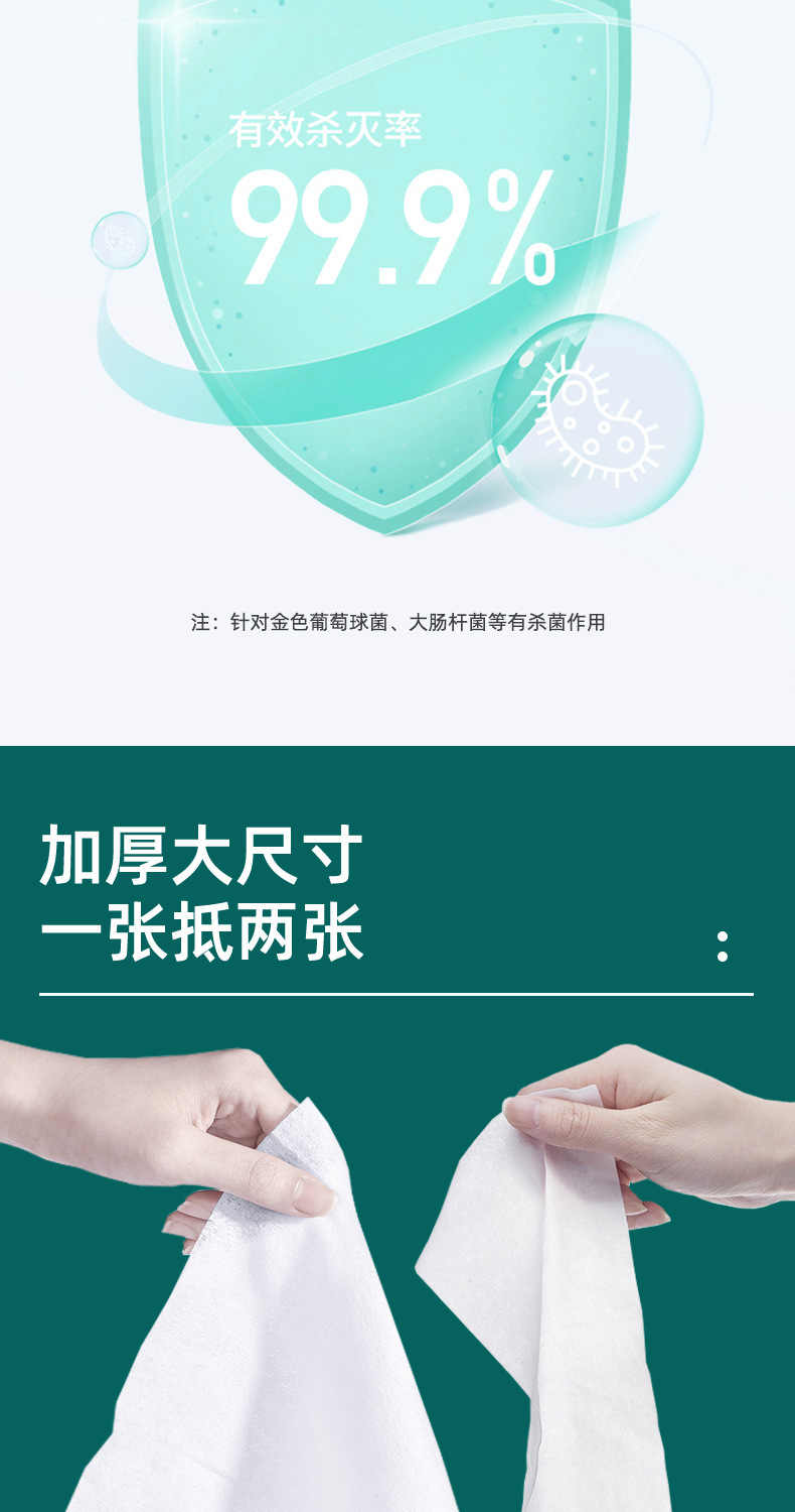 跨境英文含75%酒精消毒湿巾家用大包卫生湿纸巾一次性除菌湿纸巾详情13