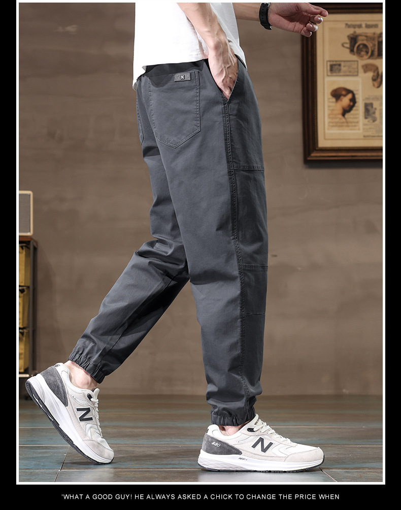 2024春夏新款工装哈伦运动大码宽松多兜束脚休闲裤男薄Men Casual详情17