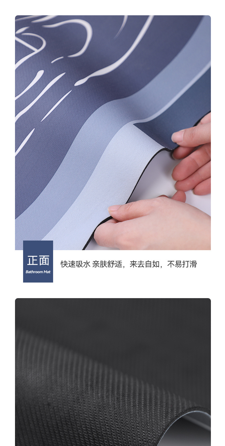 【 Manufacturer 】 Diatom mud absorbent mat, bathroom and toilet door foot mat, anti-slip floor mat, washroom and toilet carpet pic 5