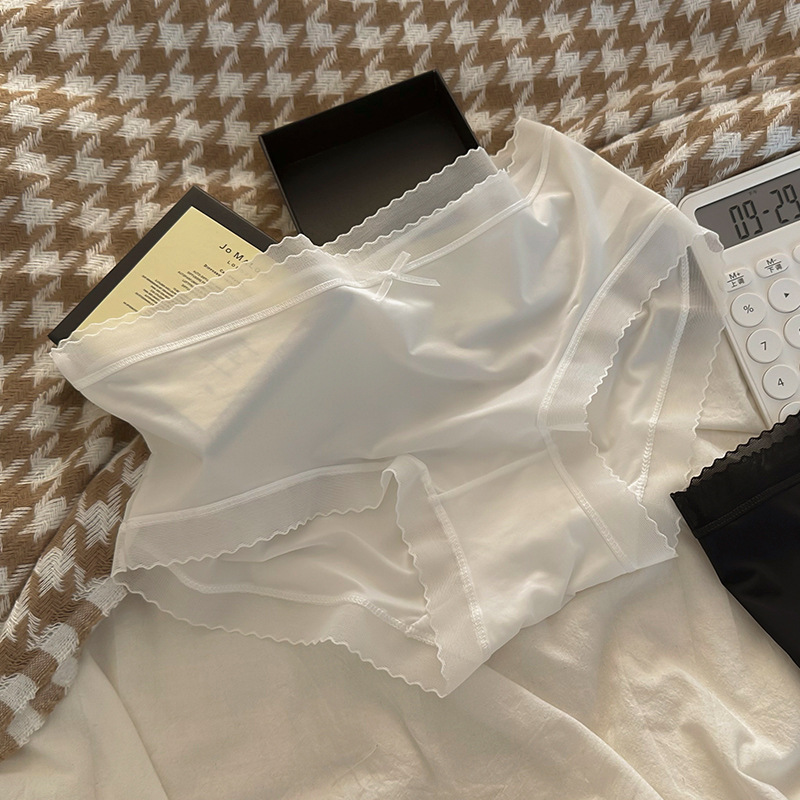 Summer seamless ice silk underwear for women, antibacterial, breathable, pure and sexy, thin mid-waist triangular underwear for girls pic 6