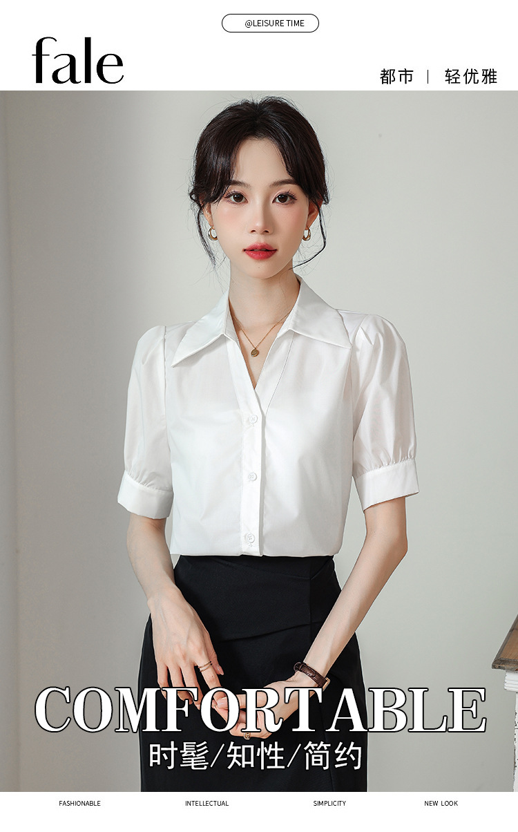 A niche chiffon shirt and top for summer 2024, a new short-sleeved shirt for women with a French style that makes them look slimmer pic 1