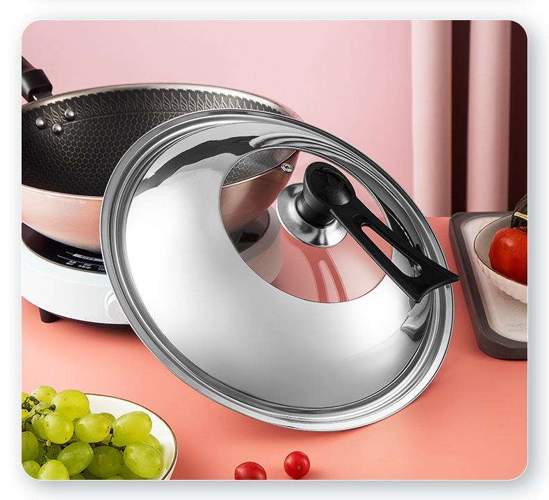 Factory wholesale stainless steel pot LIDS, wok visual combination LIDS, large pot LIDS, household flat-bottomed stir-frying pot LIDS, consignment pic 32