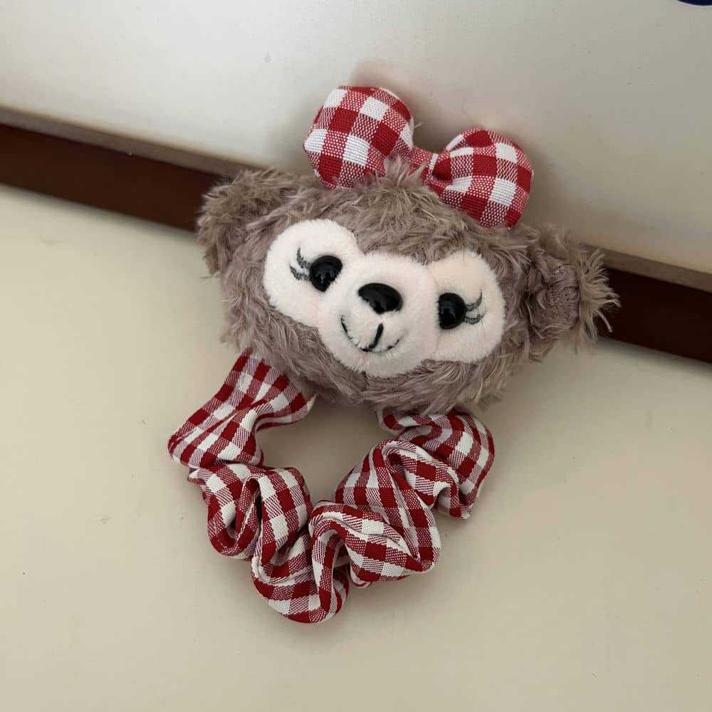 Cute Duffy bear Shirley Rose hair band, red checkered bow, large intestine hair band pic 10