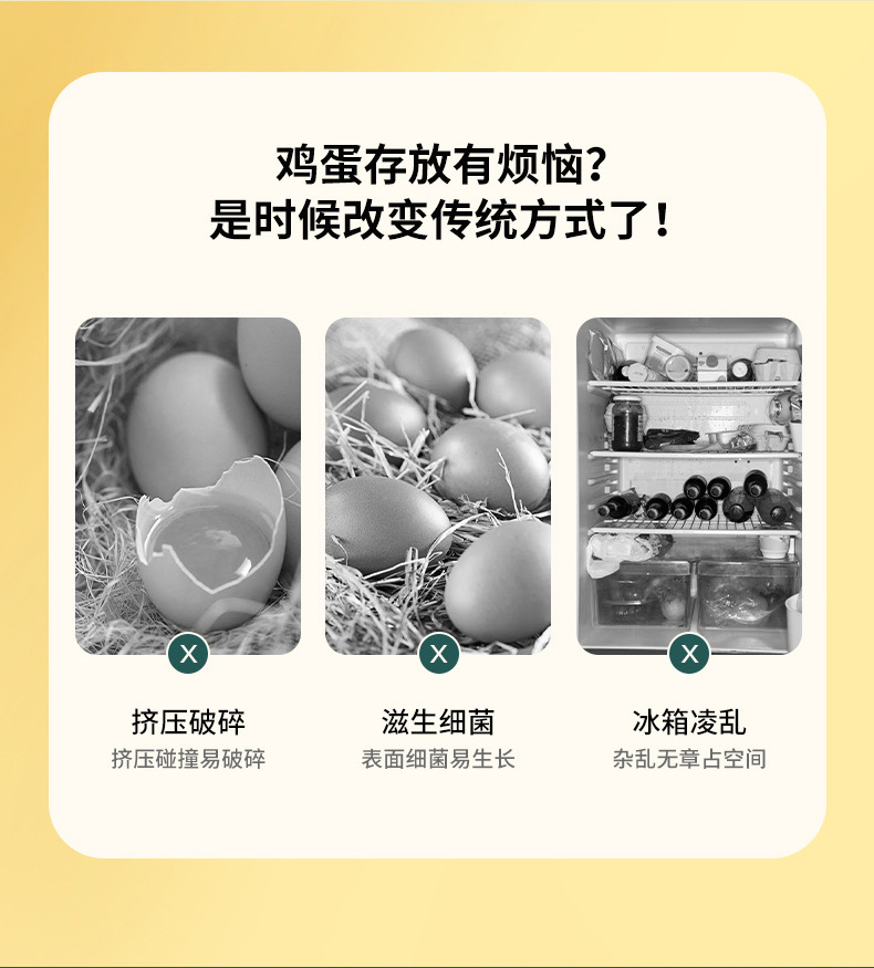 Portable household refrigerator egg box, 24 pieces, duck egg preservation box, multi-functional plastic storage box with snap-on pic 2