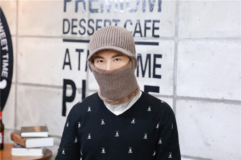 秋冬鸭舌针织套头帽 加长加厚护脖骑车防风护耳帽 加绒连体土匪帽详情5