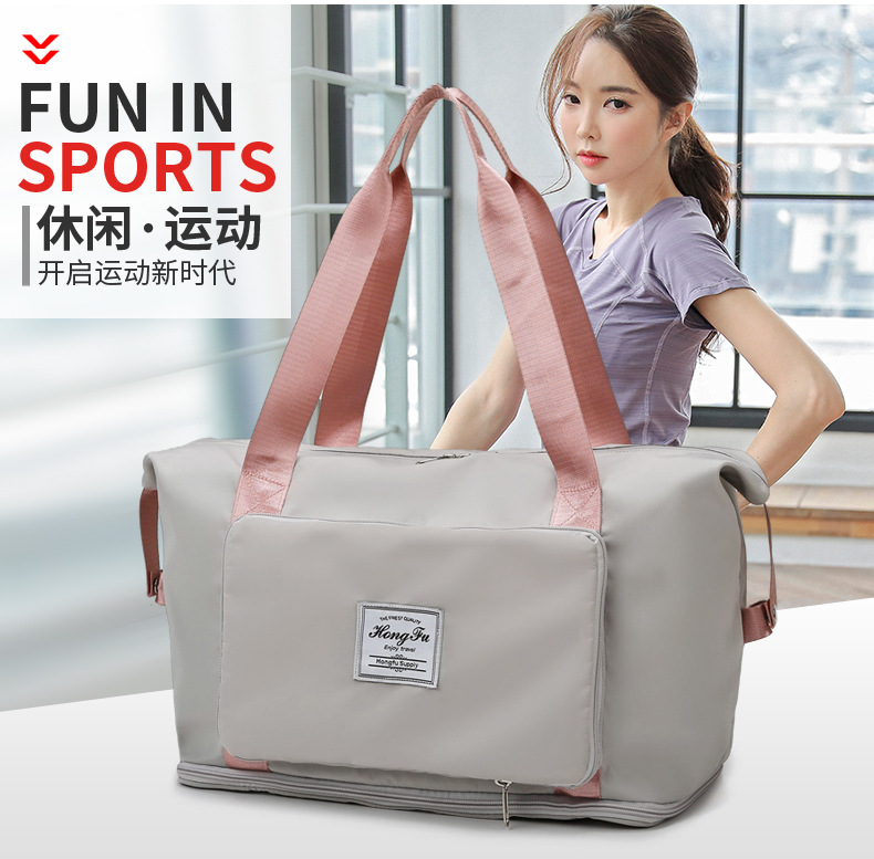 Wholesale dry and wet separation sports hand-held shoulder bags, yoga and fitness bags, folding and storage large-capacity travel bags, LOGO pic 4