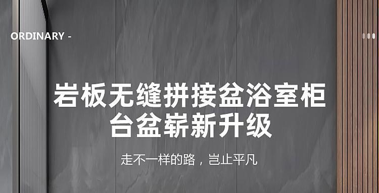 岩板无缝拼接陶瓷一体盆浴室柜组合卫生间洗漱台洗手台洗脸池智详情1