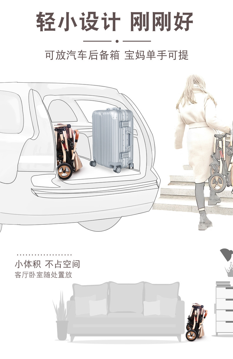 High-view baby strollers that can be sat or lay on, are lightweight, foldable, and have bidirectional shock absorption. Wholesale of baby strollers for newborns pic 12