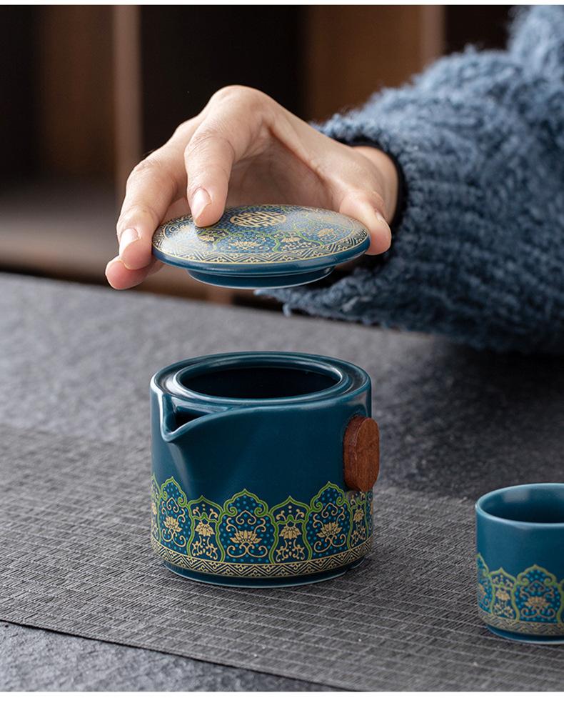 Tea set, home living room gift box, modern and simple kung fu ceramic teapot, tea tray and tea cup complete set pic 10