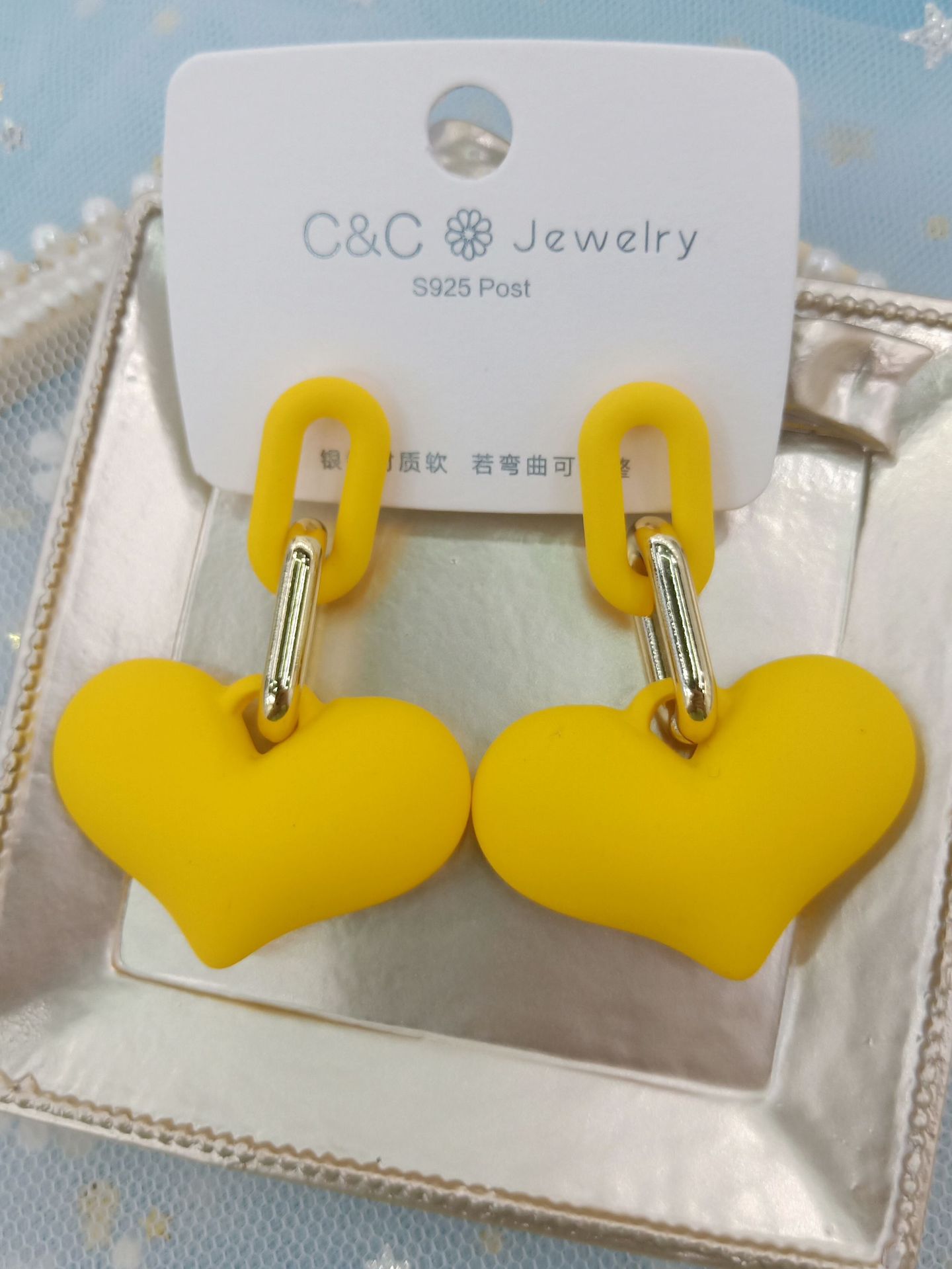 Серебряная игла 925 серебряная игла винтажной гавани, сладкий акриловый розовый цвет сердца, серьга из персикового сердца pic 10