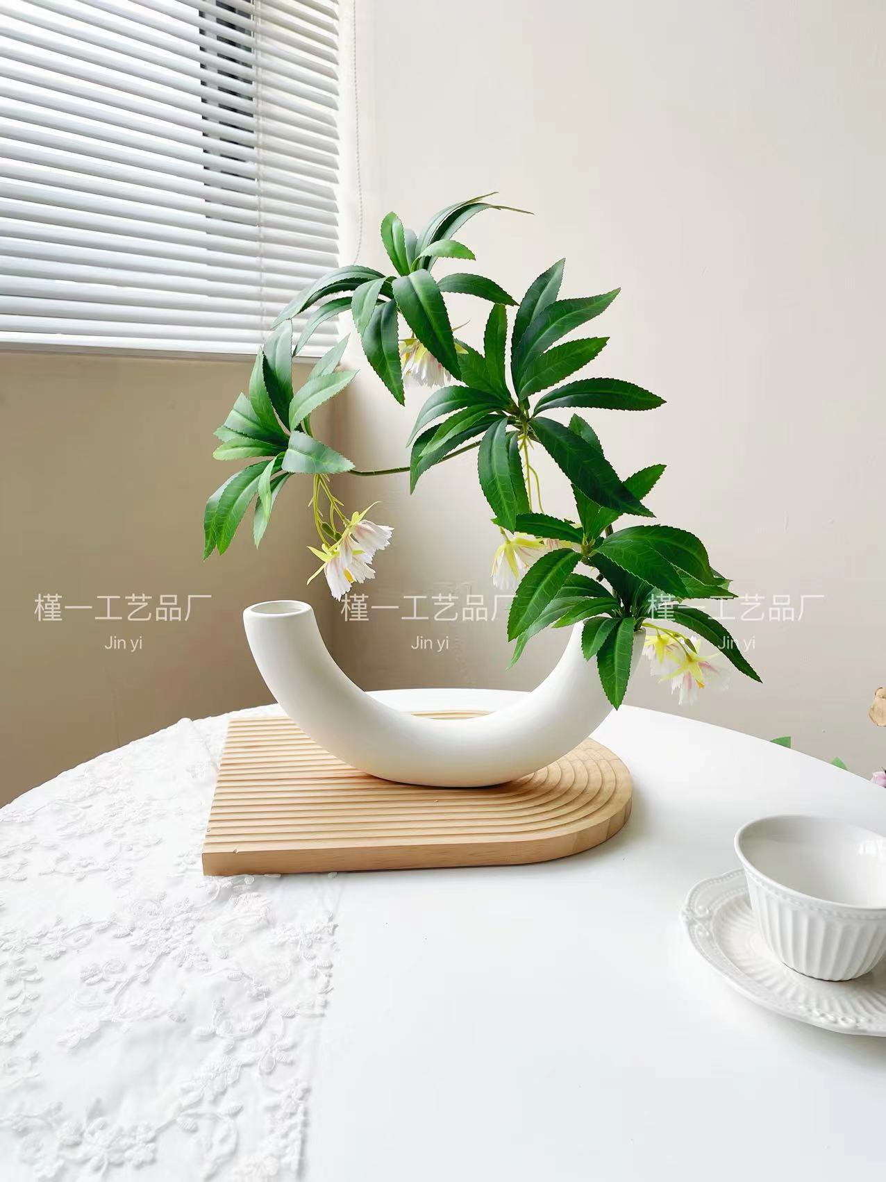 3D打印仿真水石榕现代家居餐厅装饰带花麻醉木造型插花造景假绿植详情1