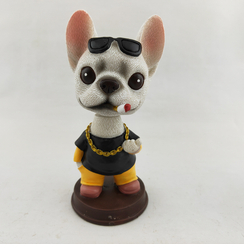 树脂摇头狗工艺品摆件 酷狗汽车摆件弹簧摇摆法斗详情3