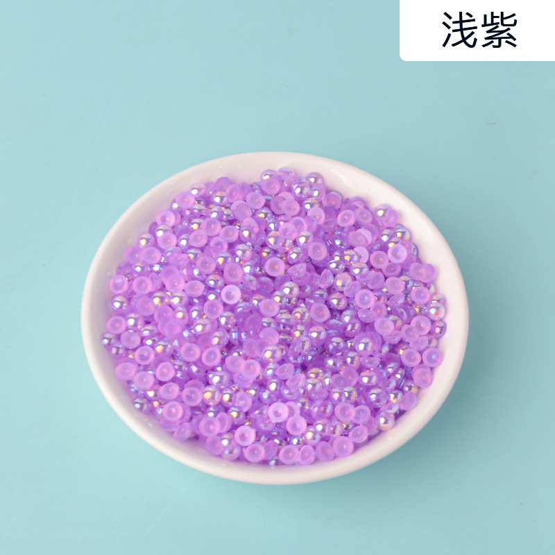 AB semi-circular pearl acrylic transparent AB color semi-circular imitation pearl diy nail art AB accessory flat-bottomed pearl pic 12