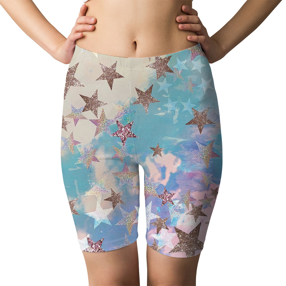 New 3D digital printed starry sky sports yoga capri shorts for cross-border Amazon from Europe and America. Please provide the printed image pic 18