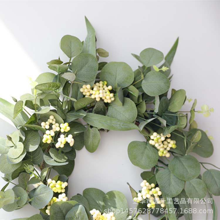 Desheng 2021 Cross-border E-commerce Amazon Spring Color Eucalyptus Leaf Green Fruit Simulation Flower Ring Decoration Manufacturer Wholesale pic 4