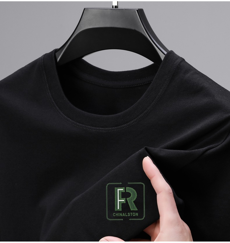 精梳棉夏季新款100%纯棉简约百搭男士t恤圆领字母印花透气短袖男详情21