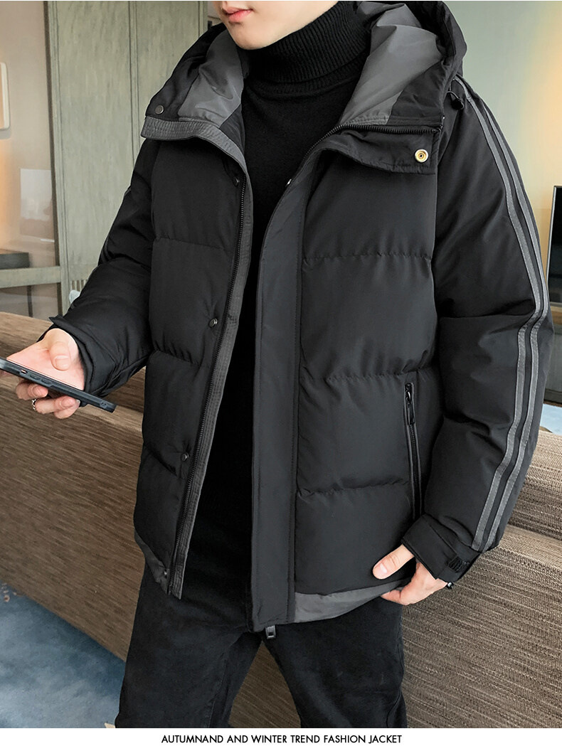 High-end large-sized winter hooded cotton-padded jacket for men, down cotton-padded jacket for overweight young men, and windproof cotton-padded jacket for overweight young men pic 9