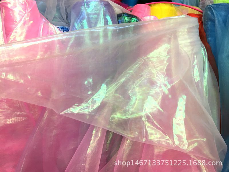 Polyester fabric, flat seven-color yarn, laser fabric, clothing, hair accessories, puffy skirt, background shooting, headscarf, net, gauze fabric pic 4