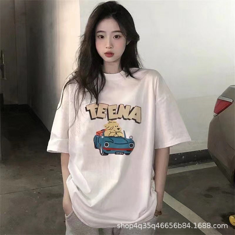 跨境外贸夏季新款韩版女装短袖t恤女式宽松大码印花t上衣地摊批发详情34