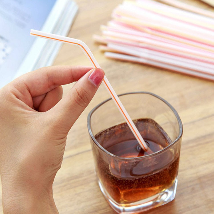 Disposable colored elbow plastic 100-piece straws that can be bent and lengthened for juice drinks, milk tea and soy milk pic 8